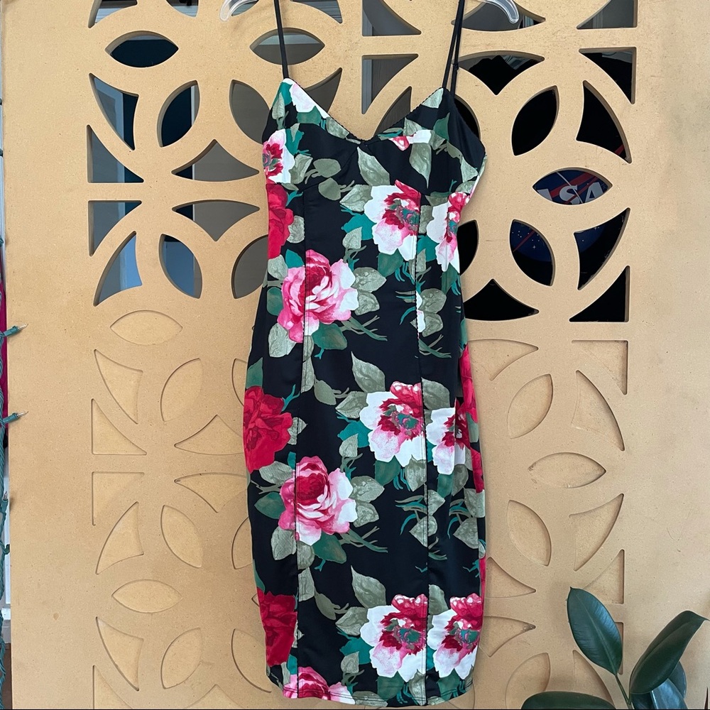 ASOS Floral Spaghetti Strap Bodycon Corset Dress